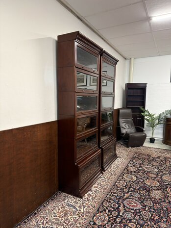 Klassiek-Oud-Antiek-Engels-Chesterfield-Mahonie-Globe-Wernicke-Boekenkast-Kast-Bibliotheekkast