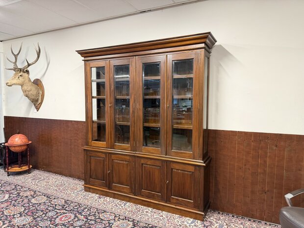 Klassiek-Engels-Antiek-Oud-Chesterfield-Mahonie-Buffetkast-Boekenkast-Kast