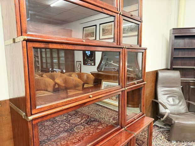 Klassiek-Engels-Antiek-Oud-Chesterfield-Mahonie-Globe-Wernicke-Boekenkast-Kast