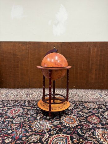 Klassiek-Engels-Antiek-Oud-Chesterfield-Globe-Wereldbol-Globebar-Bar