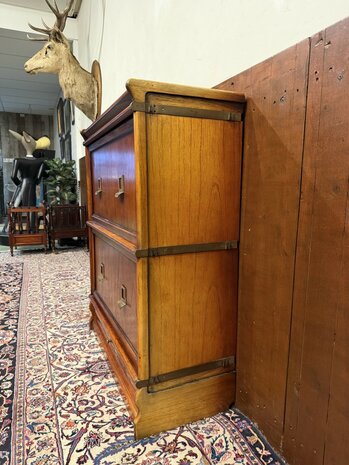 Klassiek-Antiek-Oud-Engels-Chesterfield-Originele-Globe-Wernicke-Boekenkast-Ladekast-Kantoorkast-9