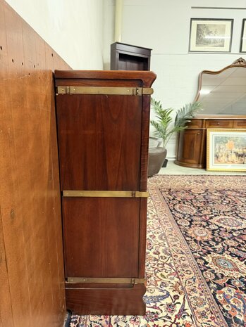 Klassiek-Antiek-Oud-Engels-Chesterfield-Originele-Globe-Wernicke-Boekenkast-Ladekast-Kantoorkast-3