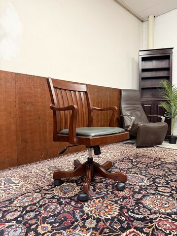 Klassiek-Engels-Antiek-Oud-Bureaustoel-President-Chair