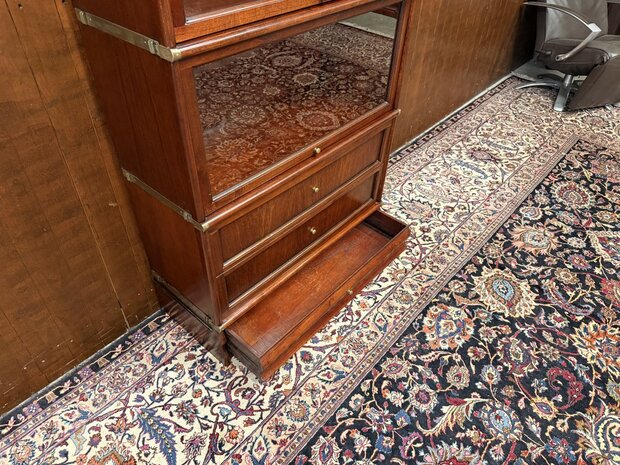 Klassiek-Oud-Antiek-Engels-Chesterfield-Originele-Globe-Wernicke-Boekenkast-Vitrinekast-Kast-13