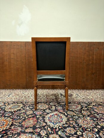 Klassiek-Engels-Antiek-Oud-Chesterfield-Vintage-Bureaustoel-Chair-Zwart-Leder