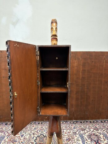 Klassiek-Engels-Antiek-Oud-Chesterfield-Vintage-Albert-Einstein-Boekendrager-Boekenkast-Kast