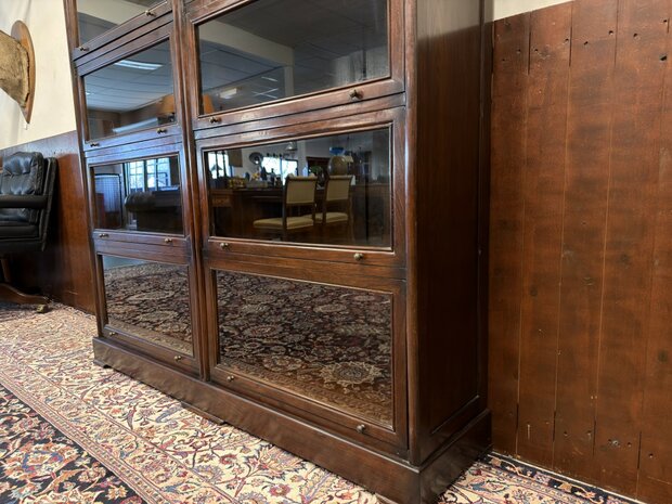 Klassiek-Oud-Antiek-Engels-Antiek-Vintage-Chesterfield-Globe-Wernicke-Boekenkast-Kast