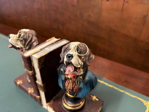 Klassiek-Engels-Vintage-Antiek-Oud-Chesterfield-Boxer-Boekensteun-Boeken-Steun