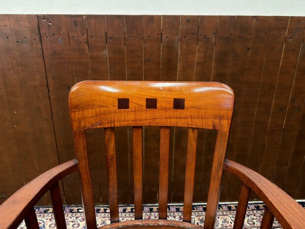 Klassiek-Antiek-Oud-Chesterfield-Engels-Vintage-Globe-Wernicke-Art-Deco-Bureaustoel-Stoel