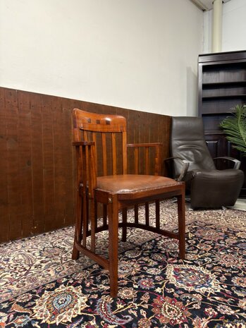 Klassiek-Antiek-Oud-Chesterfield-Engels-Vintage-Globe-Wernicke-Art-Deco-Bureaustoel-Stoel