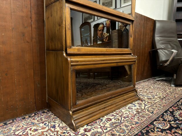 Klassiek-Engels-Vintage-Antiek-Oud-Chesterfield-Globe-Wernicke-Stijl-Boekenkast-Kast