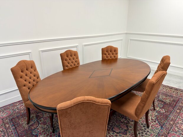 Set-Klassiek-Antiek-Oud-Engels-Chesterfield-Vintage-Art-Deco-Vergadertafel-Conferentietafel-Tafel