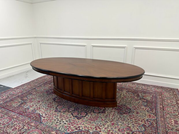 Set-Klassiek-Antiek-Oud-Engels-Chesterfield-Vintage-Art-Deco-Vergadertafel-Conferentietafel-Tafel