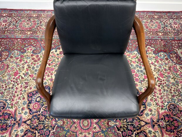 Klassiek-Antiek-Oud-Engels-Chesterfield-Set-Vintage-Heldense-Exclusive-Bureaustoel-President-Chair-Zwart