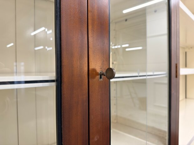 Klassiek-Antiek-Oud-Engels-Chesterfield-Vintage-Art-Deco-Boekenkast-Bibliotheekkast-Kast-met-Ladder-Trap