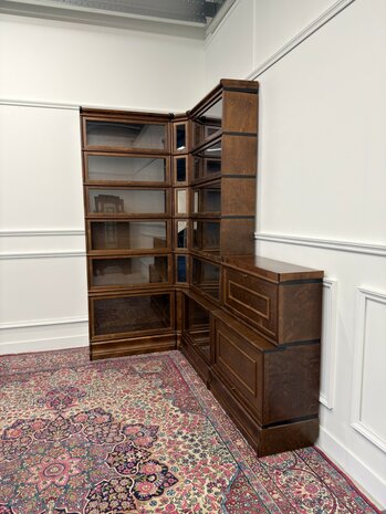 Klassiek-Engels-Oud-Antiek-Vintage-Chesterfield-Globe-Wernicke-Stijl-Boekenkast-Hoekkast-Bibliotheekkast