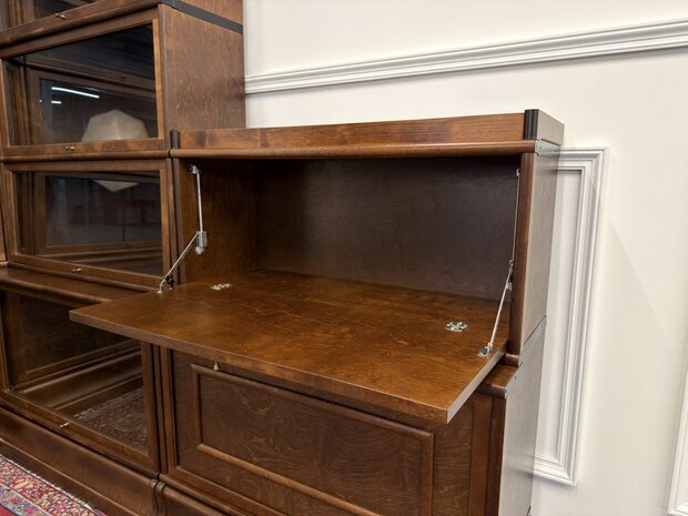 Klassiek-Engels-Oud-Antiek-Vintage-Chesterfield-Globe-Wernicke-Stijl-Boekenkast-Hoekkast-Bibliotheekkast