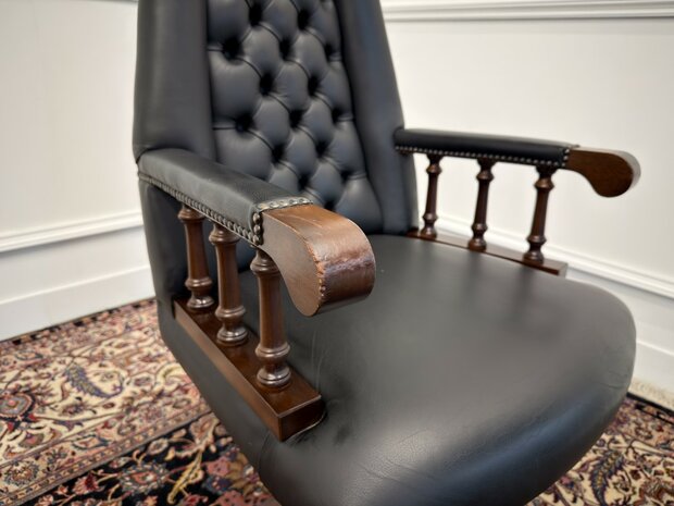 Klassiek Engelse Chesterfield Bureaustoel Zwart #2