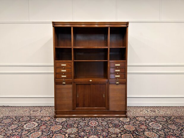 Klassiek-Italiaans-Antiek-Oud-Vintage-Assi-D'asolo-Boekenkast-Bibliotheekkast-Kast