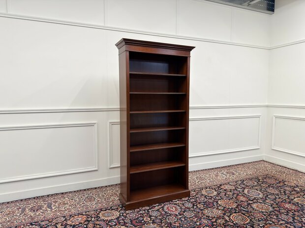 Klassiek-Engels-Antiek-Oud-Vintage-Open-Boekenkast-Kast