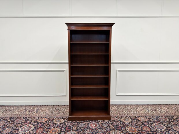 Klassiek-Engels-Antiek-Oud-Vintage-Open-Boekenkast-Kast