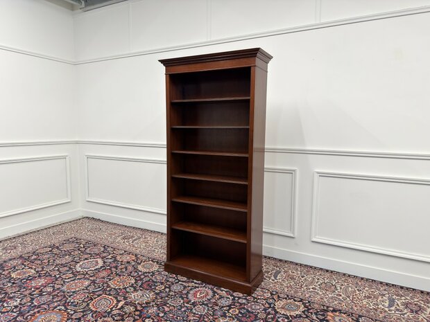 Klassiek-Engels-Antiek-Oud-Vintage-Open-Boekenkast-Kast