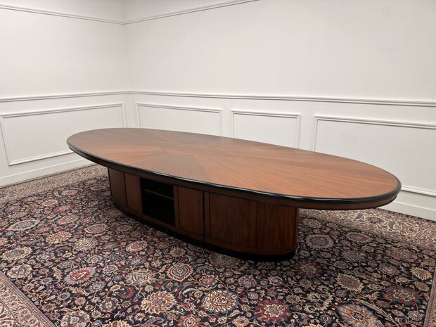 Klassiek-Engels-Antiek-Oud-Vintage-Chesterfield-Grote-Art-Deco-Vergadertafel-Tafel