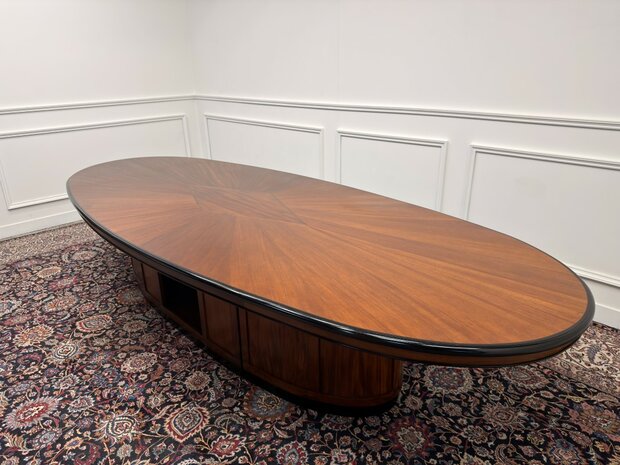 Klassiek-Engels-Antiek-Oud-Vintage-Chesterfield-Grote-Art-Deco-Vergadertafel-Tafel