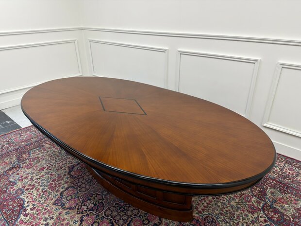 Set-Klassiek-Antiek-Oud-Engels-Chesterfield-Vintage-Art-Deco-Vergadertafel-Conferentietafel-Tafel