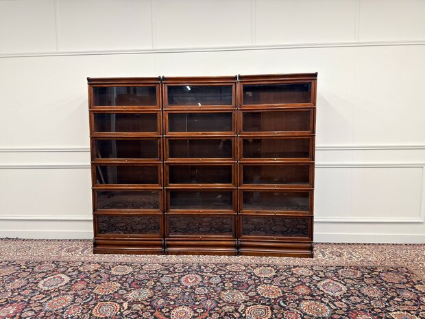 Klassiek-Engels-Vintage-Antiek-Oud-Chesterfield-Globe-Wernicke-Stijl-Set-Boekenkast-Bibliotheekkast-Kast