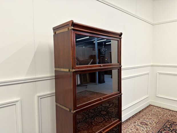 Klassiek-Engels-Antiek-Oud-Vintage-Chesterfield-Originele-Globe-Wernicke-Boekenkast-Kast