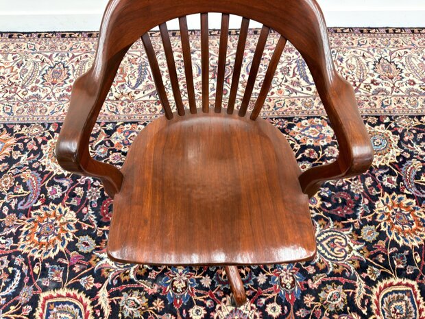 Klassiek-Engels-Antiek-Oud-Vintage-Chesterfield-Amerikaanse-Bureaustoel-Desk-Chair