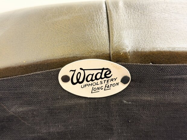 Klassiek-Engels-Antiek-Oud-Vintage-Wade-Chesterfield-Bureaustoel-Captain-Chair-Olijfgroen-Leder