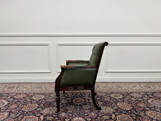 Klassiek-Engels-Antiek-Oud-Vintage-Chesterfield-Bureaustoel-Fauteuil-Stoel