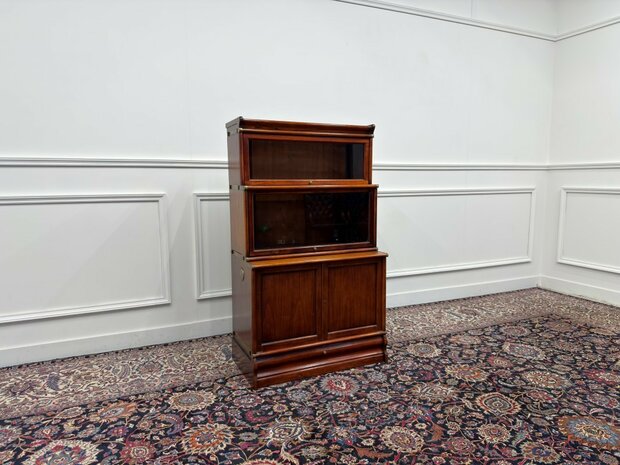 Klassiek-Engels-Oud-Antiek-Chesterfield-Vintage-Originele-Globe-Wernicke-Bokenkast-Kast