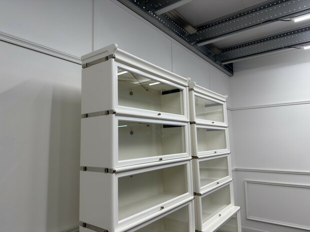 Klassiek-Antiek-Engels-Oud-Chesterfield-Originele-Globe-Wernicke-Boekenkast-Bibliotheekkast-Kast-Wit