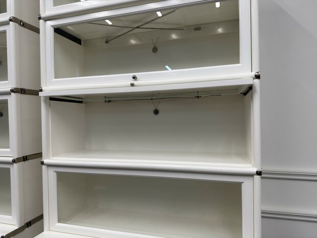 Klassiek-Antiek-Engels-Oud-Chesterfield-Originele-Globe-Wernicke-Boekenkast-Bibliotheekkast-Kast-Wit