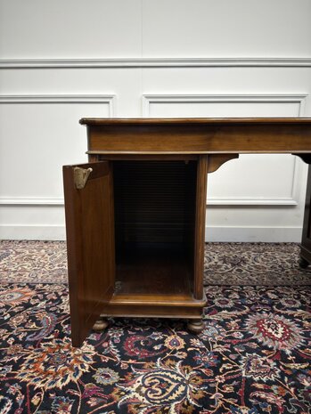 Klassiek-Antiek-Oud-Italiaans-Assi-D'asolo-Bureau-Desk-Kersenhout-Zwart-Leder
