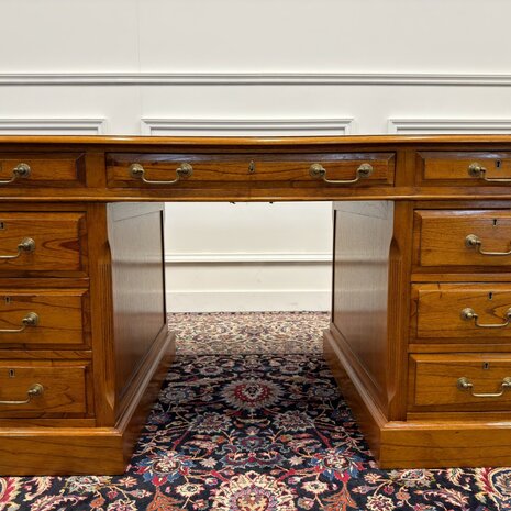 Klassiek-Engels-Antiek-Oud-Vintage-Origineel-Globe-Wernicke-Bureau-Desk-Groen-Leder