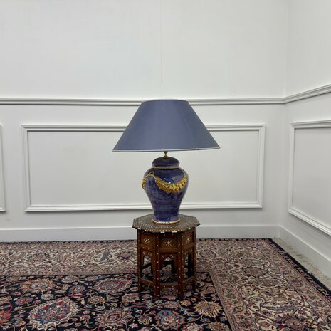 Antique French table lamp vase with gold ornaments