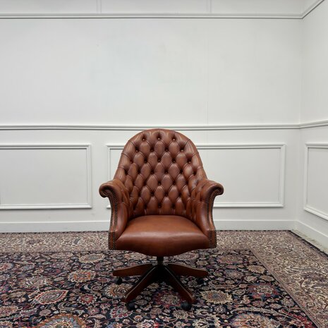 Klassiek-Engels-Antiek-Oud-Chesterfield-Bureaustoel-Stoel-Director-Directors-Chair
