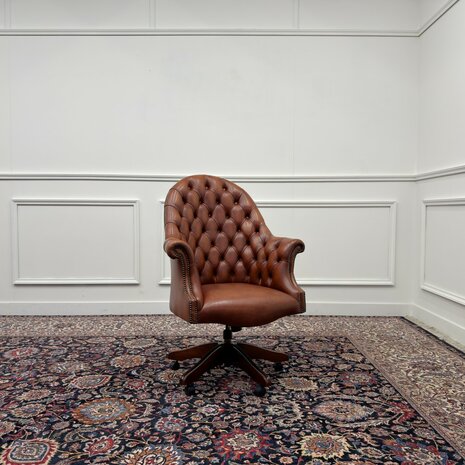 Klassiek-Engels-Antiek-Oud-Chesterfield-Bureaustoel-Stoel-Director-Directors-Chair