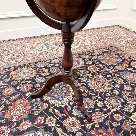 Klassiek-Engels-Italiaans--Antiek-Oud-Chesterfield-Globe-Barglobe-Vloermodel