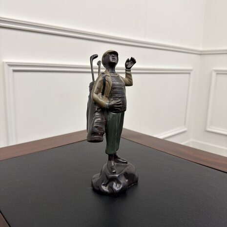 Antiek-brons-beeld-golfer-caddy-1