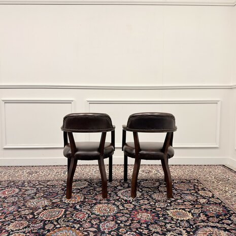 Set-Klassiek-Antiek-Engels-Oud-Chesterfield-Bureaustoel-Desk-President-Chair-Oxblood-Leder