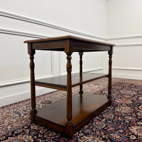 Klassiek-Engels-Antiek-Oud-Chesterfield-Vintage-Sidetable-Side-Table-Bijzettafel-Groen-Leder