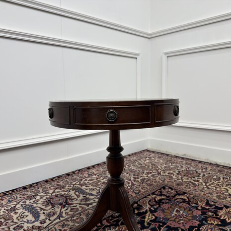 Klassiek-Oud-Antiek-Engels-Chesterfield-Vintage-Sidetable-Side-Table-Drumtafel-Bijzettafel
