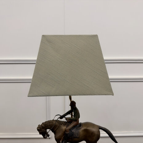 Klassiek-Engels-Antiek-Oud-Brons-Bronze-Lamp-Tafellamp-Ruiter