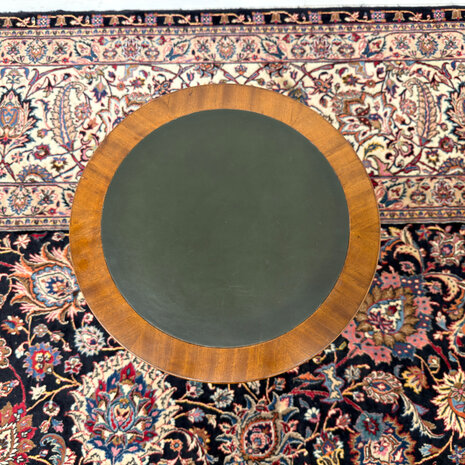 Klassiek-Engels-Antiek-Oud-Vintage-Chesterfield-Sidetable-Side-Table-Bijzettafel-Groen-Leder