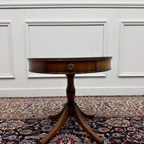 Klassiek-Engels-Antiek-Oud-Vintage-Chesterfield-Sidetable-Side-Table-Bijzettafel-Groen-Leder